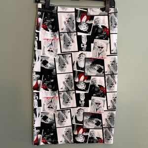 Marilyn Monroe Size Large Black, White & Red Photo Collage Pencil MIDI Skirt